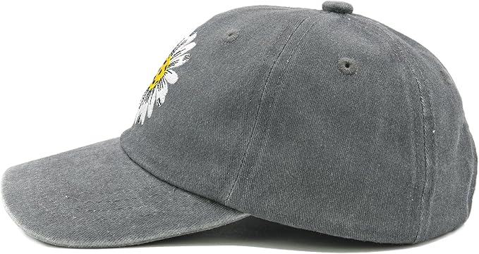 Waldeal Pickleball Hat for Women, Ajustable Embroidered Daisy Washed Denim Baseball Cap