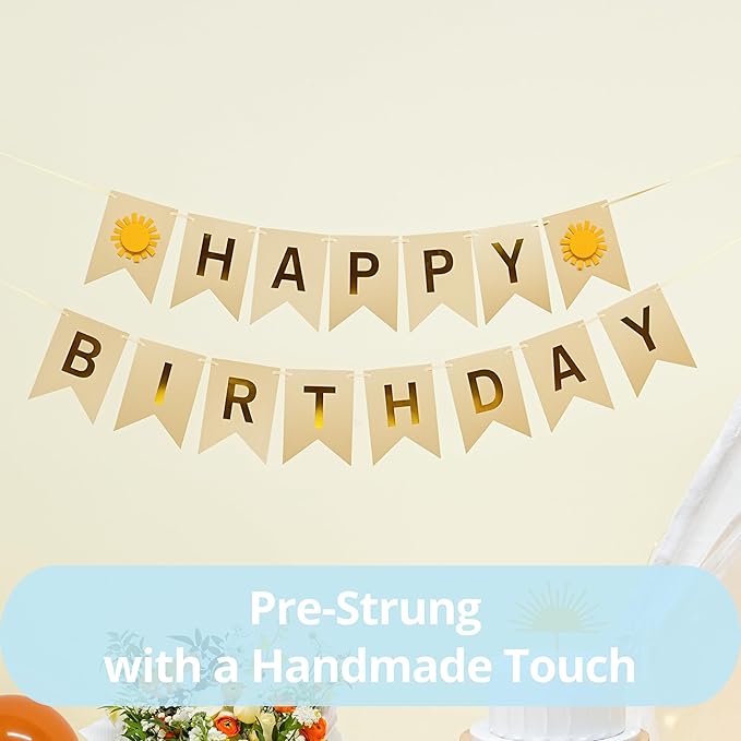 Sun Birthday Decorations – Sunshine Birthday Decorations Include Sun Rainbow Balloon Arch Kit, Pump, Cake Topper, Paper Plates, Napkins, Bamboo Forks, and Banner – Boho Party Decor, Serves 20 People