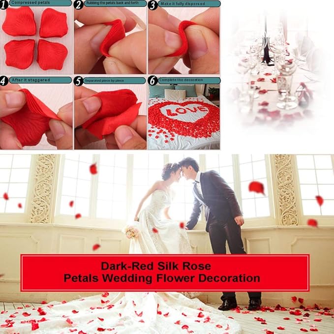 LZXD 1000 Pieces Silver Artificial Silk Rose Petals Flower Decoration Wedding Party Color Silver