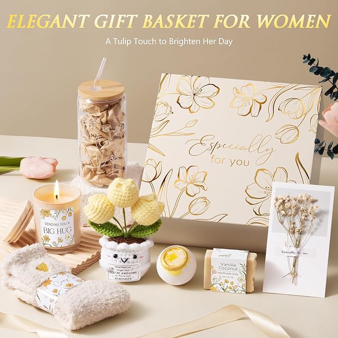 Birthday Gifts for Women Self Care Package Get Well Soon Gift Baskets, Thinking of You Inspirational Sympathy Spa Gift Baskets for Women, Unique Christmas Gifts Set for Best Friend Mom Sister Wife Her