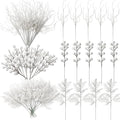 75 Pcs Christmas Glitter Branches 3 Styles Artificial Christmas Picks Berries Stems Pine Needles Floral Twig Spray for Xmas Tree Ornaments DIY Wreath Garland(White)