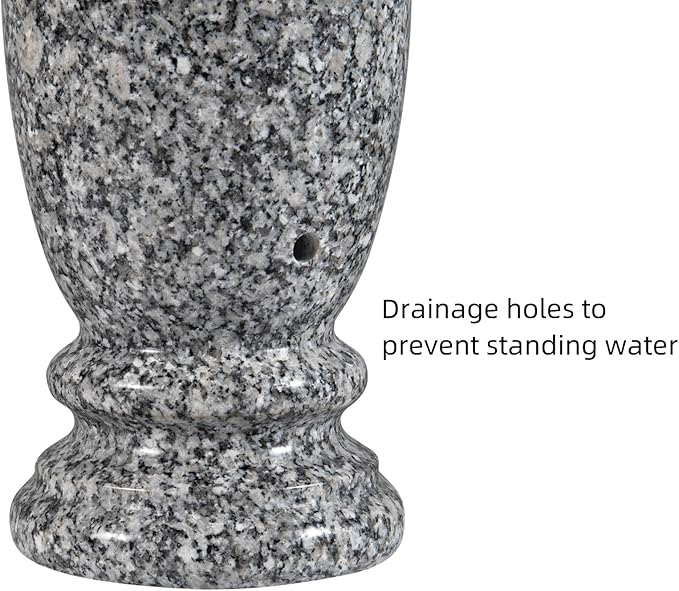 Granite Cemetery Vase for Grave Markers, Headstone Memorial Flower Holder