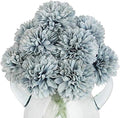 10Pcs Artificial Fake Flower Plants Silk Chrysanthemum Ball Hydrangea Arrangements Wedding Bouquets Decor Home Kitchen Garden Party Table Floral Centerpieces DIY (Grey Blue)