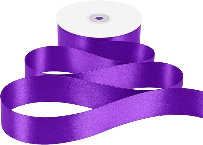 MEEDEE Purple Satin Ribbon 1-1/2 Inch Purple Ribbon Lux Double Faced Satin Ribbons by 50 Yards Polyester Satin Ribbons for Crafts, Weddings, Flower Bouquet, Holiday Decorating