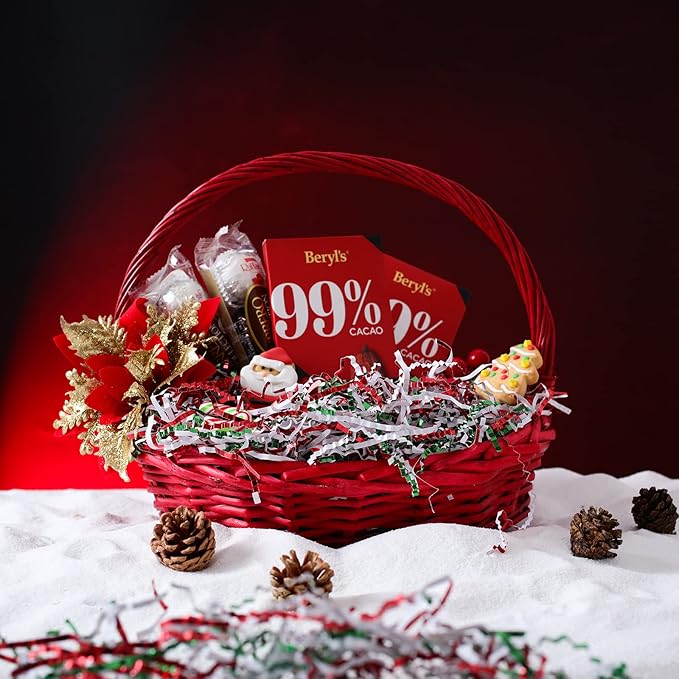 UNIQOOO 1/2 LB Metallic Red Green White Crinkle Cut Paper Shredded Filler, Christmas Peppermint Candy Cane Raffia Tissue Zig, Strands Shred Craft Bedding Cushion,Wedding Birthday Gift Boxes Bag Retail