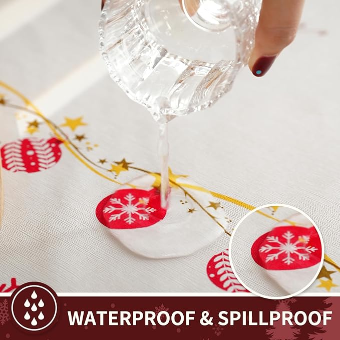 Christmas Rectangle Table Cloth,100% Waterproof Tablecloth,Christmas Decorations for Home, Vinyl Tablecloth Plastic Table Cover for Party，Picnic,Dining,Outdoor 54" x 120",Merry Ribbon
