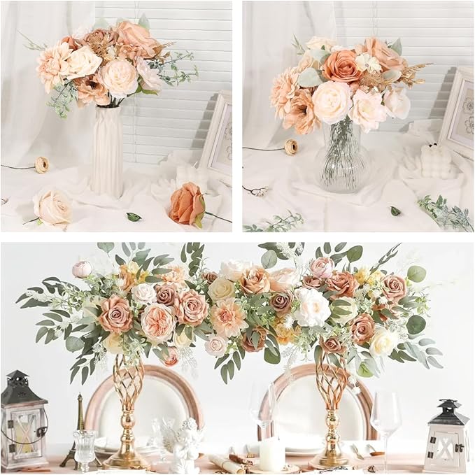 Artificial Flowers Combo Box Set Fake Flowers with Stems Artificial Bouquet Flowers for Wedding Centerpieces Arrangements Baby Shower Party Home Decor