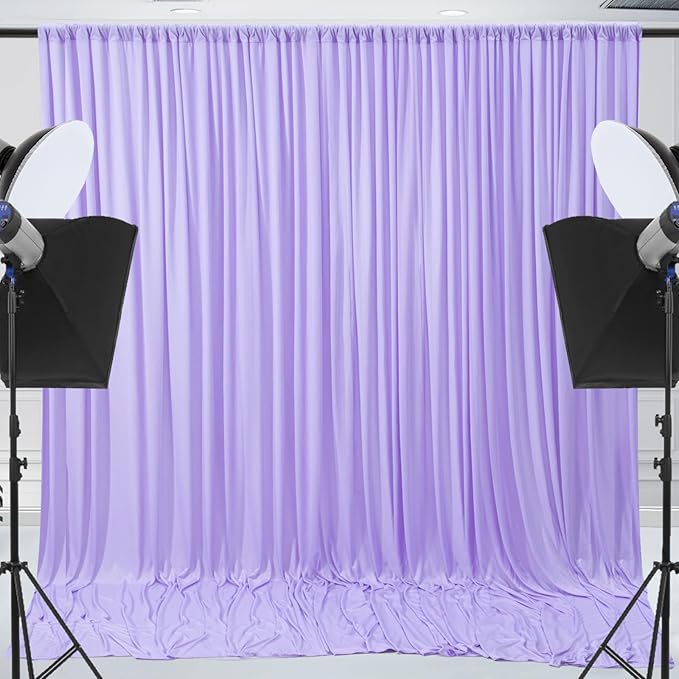 10x10ft Wrinkle Free Lavender Backdrop Curtain for Parties Soft Fabric Drapes Wedding Curtain Backdrop for Birthday Party Decorations Background for Photography 5x10ft,2 Panels