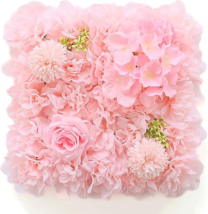 Flower Wall Backdrop, 12PCS 10.6"-15.7" Artificial Flower Wall Panel with Various Styles, 3D Floral Wall Decor for Wedding Photo Background Festive Party Home Decoration (G-C002, 10.6*10.6in)