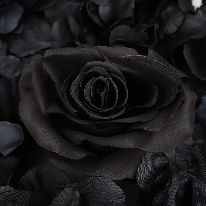 12 Pcs Artificial Flower Wall Panels, 15 x 15 Inch Floral Backdrop Silk Flower Wall Decor, 3D Black Hydrangeas Dahlias Roses Panels Background for Wedding Party Baby Shower