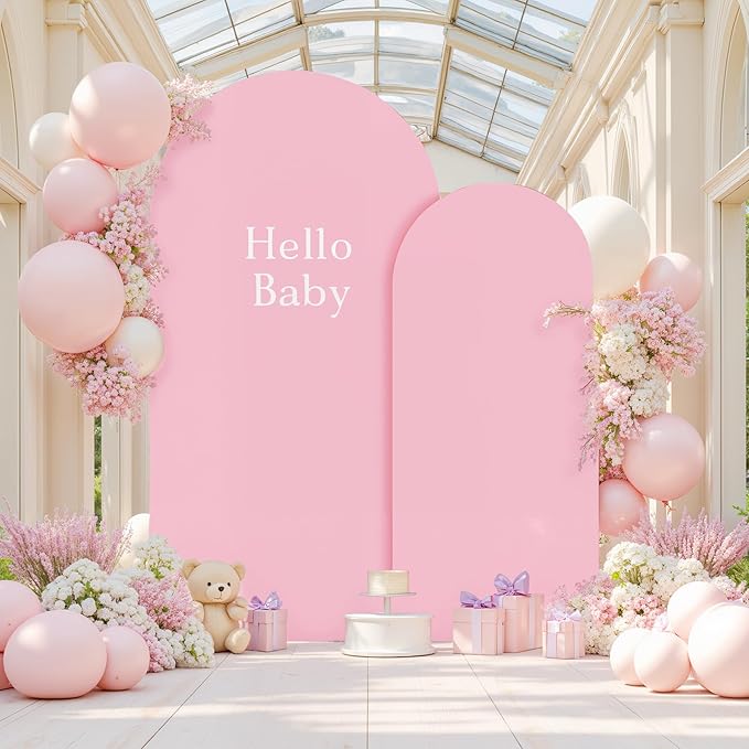 Pink Arch Backdrop Cover Set of 2 Hot Pink Arch Cover 7.2 and 6ft Wedding Arch Cover Stretchy Backdrop Bridal Baby Shower Birthday Party Arches Stand Covers Spandex