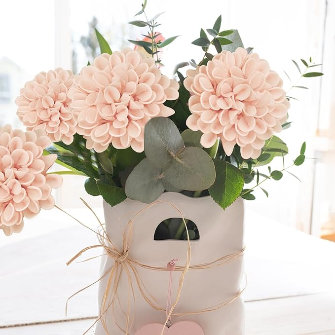 Artificial Flowers, 100pcs Realistic Artificial Rose for DIY Wedding Bouquets Centerpieces Arrangements, Peach Dahlia Flowers with Stem for Bridal Shower Party Home Decorations