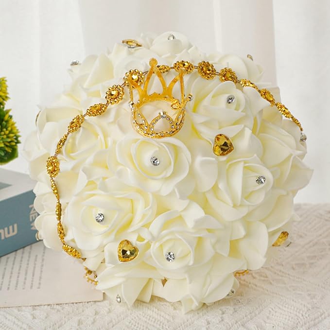 Ochine Bride & Bridesmaid Bouquets - Silk Hand Holding Flower Bouquet for Wedding & Valentine's Day Decor