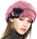 VECRY Lady French Beret 100% Wool Beret Floral Dress Beanie Winter Hat