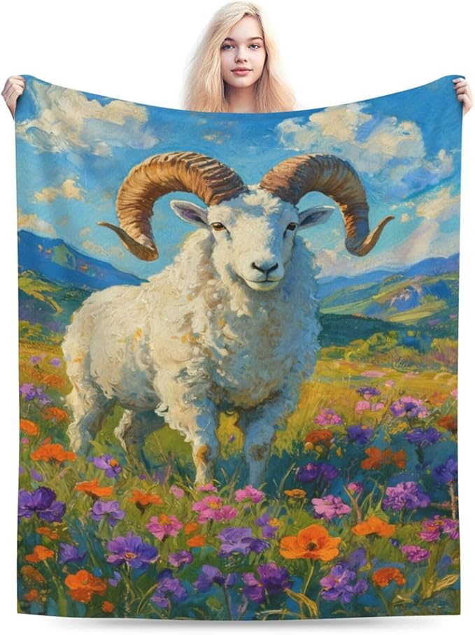 Goat Blanket Goat Throw Blanket Animal Soft Cozy Fleece Fuzzy Stuffed Plush Flannel Gifts for Girls Women Boys Kids Adults 40''x50''