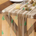 Socomi Christmas Tree Table Runner Gold Gauze Sheer Chiffon Cheesecloth Sequin 10FT Glitter Metallic Foil Dining Wedding Birthday Party Winter Holiday Centerpiece Table Decor 3pcs Beige