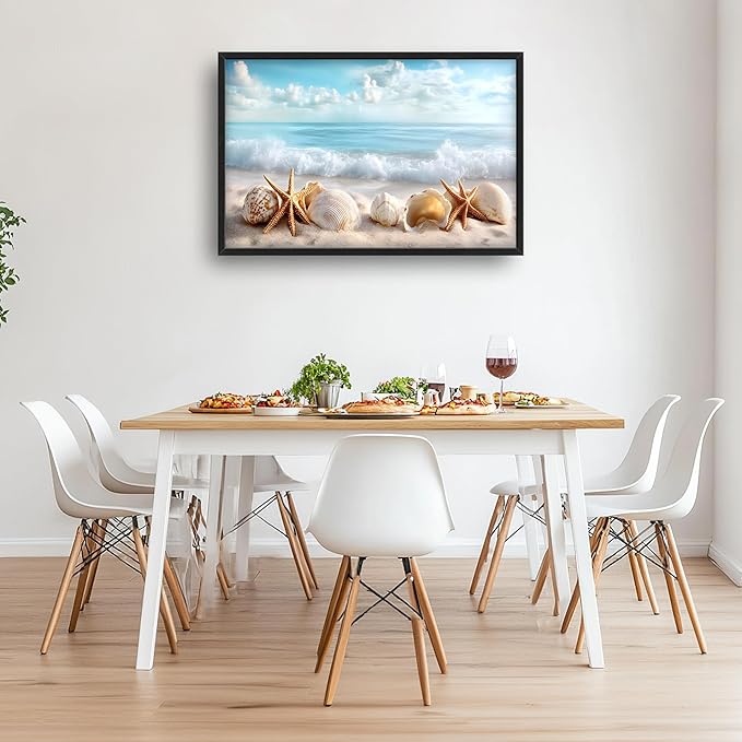 Beach Seashells Large Wall Art Framed Wall Decor for Living Room Ocean Pictures Oversized Canvas Print Painting Modern Extra Large Framed Artwork for Bedroom Office Home Decor 36"x24"