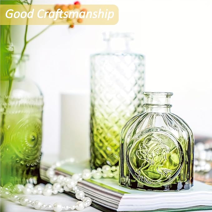 Glass Bud Vases Set of 40 PCS, Small Flower Vases for Wedding Centerpiece Table Decoration, Vintage Vase in Bulk for Flower Arrangements, Mini Vase for Birthday Party, Festival Home Decor,Green