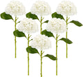Hydrangea Artificial Flowers with Stems 6 PCS 19.3" Latex Faux Hydrangea Fake Flowers Bulk Real Touch for Vase Indoor Home Decoration Wedding Centerpieces Arrangements (White)