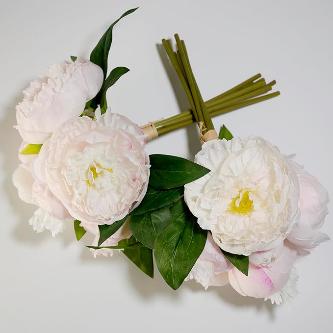 Peonies Artificial Flowers, Silk Pink Peony 2 Bouquets for Wedding, Faux Peony Flowers, Real Touch Peonies,Silk Flower Bouquet Peony Gift Box (Light Pink)