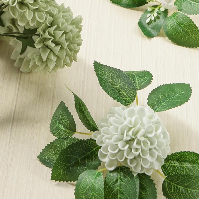 Artificial Flowers, Realistic 50pcs Artificial Rose for DIY Wedding Bouquets Centerpieces Arrangements, Sage Green Dahlia Flowers with Stem for Bridal Shower Party Home Decorations