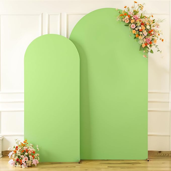 Arch Backdrop Cover Set of 2 Green Arch Cover 7.2 and 6ft Wedding Arch Cover Stretchy Backdrop Bridal Baby Shower Birthday Party Arches Stand Covers Spandex
