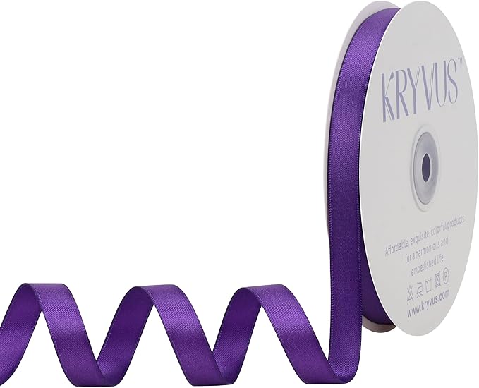 Purple Satin Ribbon, Double Faced 1/2 Inch X 50 Yards Purple Ribbon, Premium Satin Ribbon for Gift Wrapping, Crafts, Hair Bow Making, Sewing, Flower Bouquet, Wedding Party Decor