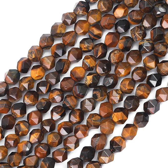 Faceted Natural Yellow Tiger Eye Stone Round Beads 10mm 36cm/Strand for Jewelry Making