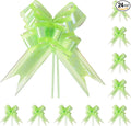 24PCS Apple Green Pull Bows for Gift Wrapping, 6" Large Pre-Tied Decorative Bows for Christmas, Wedding, Birthday, Party Decors, Reusable Instant Floral Decors for Gifts, Bouquets, Baskets