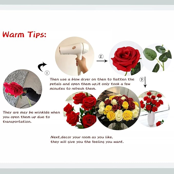 Gold Fake Roses Artificial Flowers - 16 Pcs Fake Artificial Roses Silk Flowers with Stems for Home Wedding Hotel Office Centerpiece Decor