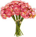24 Pcs Ranunculus Artificial Flowers 10.5", Mini Faux Silk Ranunculus with Stem, Fake Flowers for Home Decor Indoor Wedding Bouquets Centerpieces (Coral)