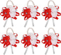 MECCANIXITY 6Pcs Wrist Corsage Artificial Flower Bracelets Rose Wrist Bride Groom Decorative for Wedding Ceremony Prom Party Anniversary Red