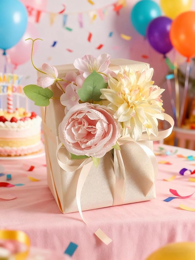 Artificial Flowers, Light Pink Silk Fake Flowers for DIY Wedding Bridal Bouquets, Wedding Cake Flowers for Table Centerpieces Baby Shower Birthday Party Home Decorations