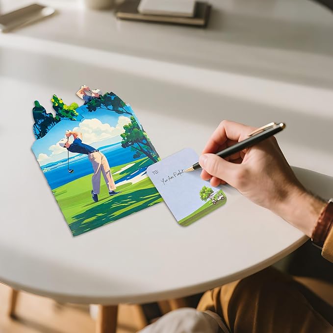 Golf Pop-Up Card, Exquisite Pattern Pop Up Display Card, Perfect as Birthday Card for Golfers, Fathers, Friends