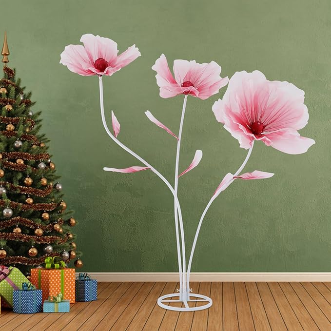 67inch Large Paper Artificial Flowers, Crepe Paper Pink Giant Paper Flowers, 3D Floral Decor for Garden, Photography Props, Wedding, Art Gallery(Pink)