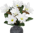 Briful Artificial Magnolia Flower Stems – 3PCS 29.5" Tall Faux White Magnolia Branches with Silk Flowers Realistic Floral Arrangements for Home Wedding Bouquets Vase Farmhouse Decor