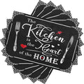 Fork Spoon Kitchen Table Placemats Set of 6 Retro Country Cooking Theme Place Mats for Home Party Indoor Holiday Rustic Washable Heat Resistant Table Mats 12 x 18 Inch