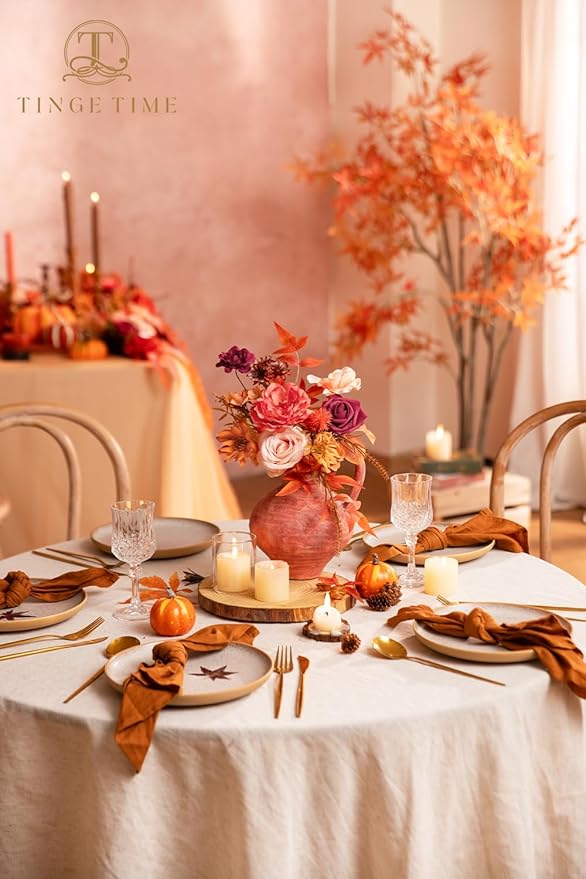 TINGE TIME Artificial Flowers Maple Red Flower Combo for DIY Autumn Wedding Bouquets Table Centerpieces Arrangements Party Baby Shower Home Fall Decorations