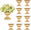 Sziqiqi Gold Metal Urn Vases for Flower - 10 Pcs Vintage Small Vase for Wedding Decorations Mini Flower Arrangements Table Vase Plant Pot for Weddings Party Centerpieces Decoration Bulk