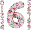Flower Balloons 40 Inch Floral Number 6 Balloon for 6th Birthday Garden Party Decorations Six Year Old Photo Props Foil Number 6