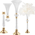 VIJIV Tall Crystal Acrylic Flower Vases for Centerpieces, 23.6" Large Clear Decorative Trumpet Vases, Wedding Flower Stand with Ribbed, Table/Floor Vase for Bridal Showers & Dining Room, Home Décor