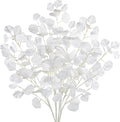 DILATATA Faux White Eucalyptus Stems – 32” Artificial Willow Leaves, 5 Pcs Long White Eucalyptus Branches for DIY Bouquets, Centerpieces, Shower & Wedding Decorations