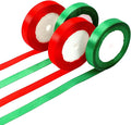 Christmas Ribbons, DECYOOL 4 Rolls 100 Yards Christmas Satin Ribbons 15mm Wide Holiday Craft Ribbons for Gift Wrapping and Xmas Decoration, Red & Green