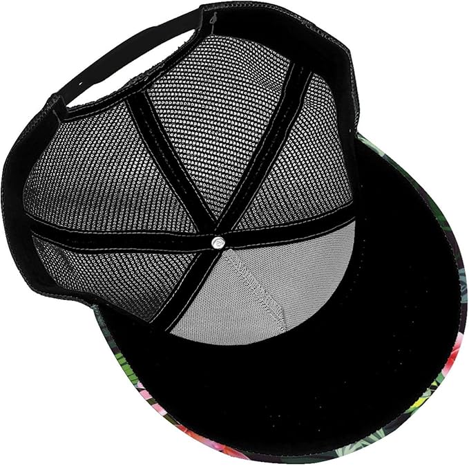 Tropical Pink Flowers Hats Women Men Hawaii Trucker Hat Adjustable Snapback Mesh Baseball Cap Hat