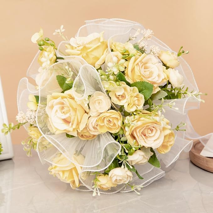 Ochine Bride & Bridesmaid Bouquets - Silk Hand Holding Flower Bouquet for Wedding, Bridesmaid, Valentines Day Decor