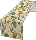 Table Runner with Flowers and Birds, Spring Plant Flowers Table Decoration Linen Table Runner Family Party Party Decorations 13x60 Inches
