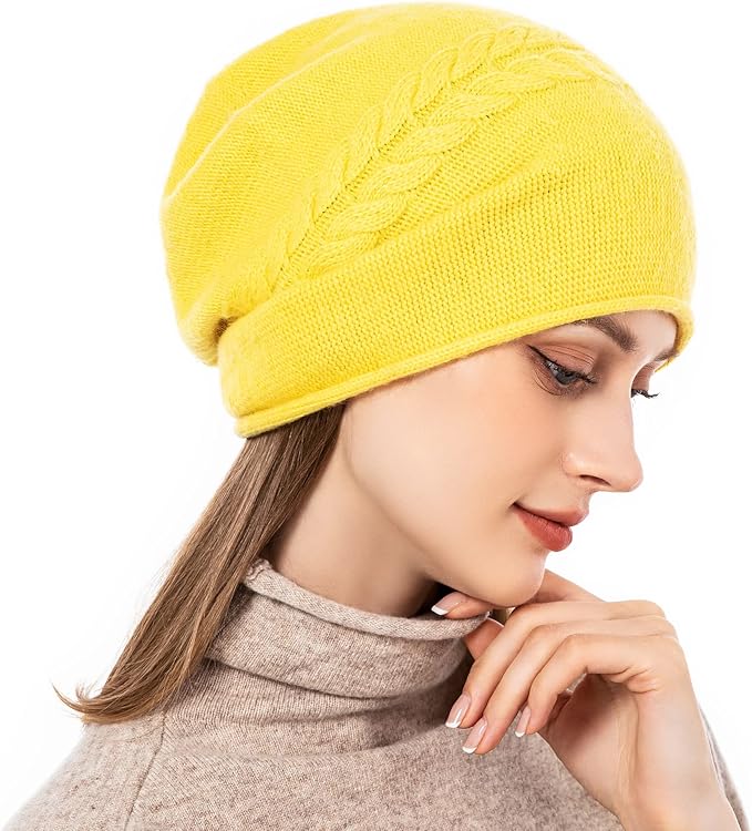 QUEENFUR Knit Slouchy Beanie Hats for Women Cashmere Ski Cap Knitted Wool Soft Warm Winter Hat