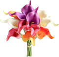 Mandy's PU Colorful Calla Lily Artificial Flowers 12 Stems 13.5in Faux Realistic Centerpiece for Thanksgiving and Christmas Decorations DIY Bridal Bouquet Home Décor