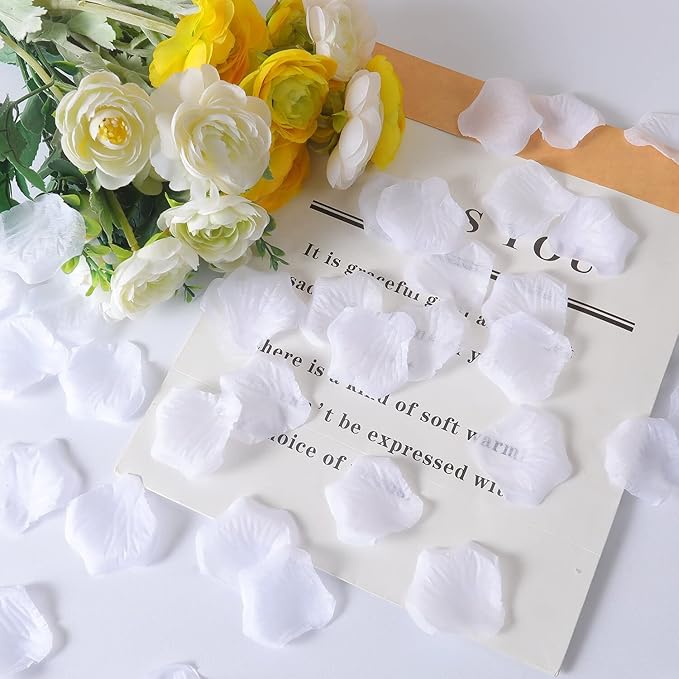ATFL 2.2'' White Rose Petals Artificial,5000 Pcs White Silk Flower Petals for Weddings,Petalos De Rosas Artificialea para Decoracion