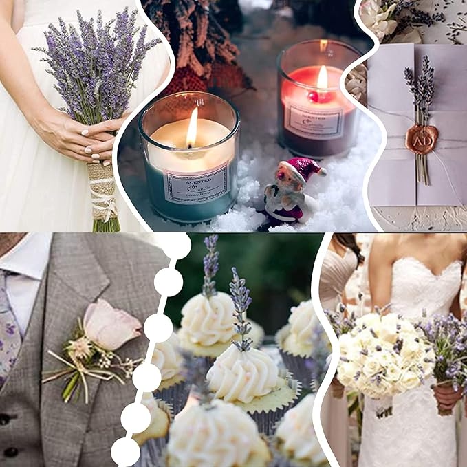 6 Packs Natural Dried Lavender Flowers Bouquet with Stems (14-17 Inches, 540-600 Stems Total) - Home Fragrance for Drawers, Wedding Decor & Photography Props, DIY Crafts Supplies & ,Gifts for Her